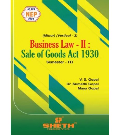 Business Law-II-Sales of Goods Act 1930  Sem 3 Sheth Publication | NEP 2020