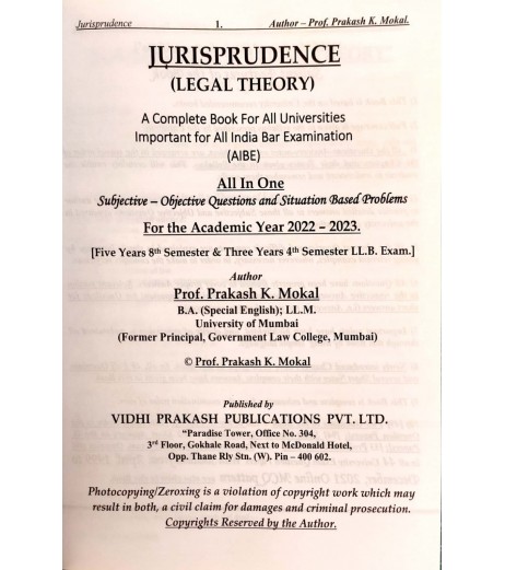 Jurisprudence  SYBSL and SYLLB  Sem 4 Prakash Mokal Law Books