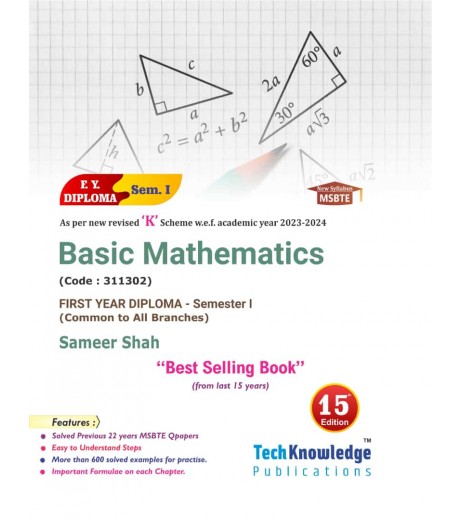 Basic Mathematics K Scheme MSBTE First Year Sem 1 Tech-Knowledge Publication