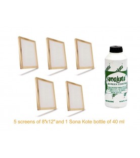 Practicals material for Graphics Class 12 DPS Kit consists 5 screens of 10” x 12” and 1 bottle of Sona Kote 500 ml.