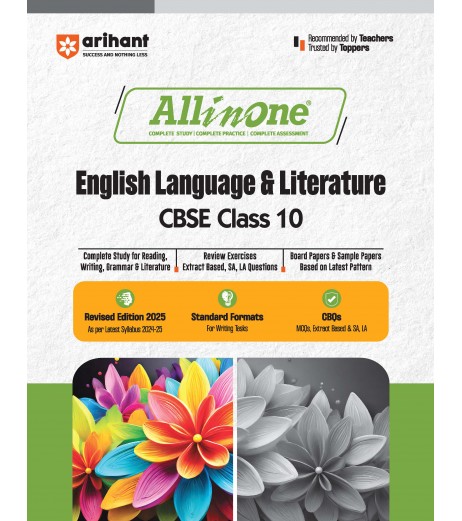Arihant All In One CBSE  English Language And Literature Guide Class 10 for 2025 Exam.