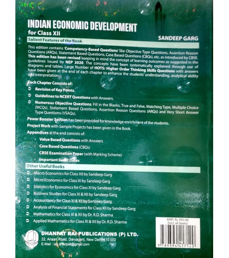 Indian Economic Development Class 12 Sandeep Garg 2023 edition 