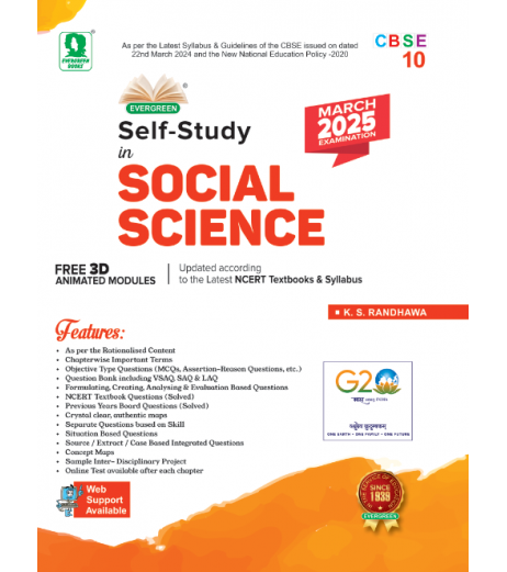 Evergreen CBSE Self- Study in Social Science Class 10 for March 2025 
