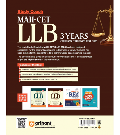 Arihant Study Coach MAH-CET LLB 3 Years Entrance Test 2026 