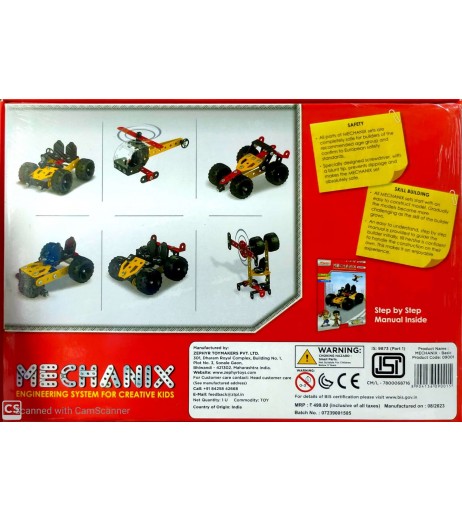 MECHANIX Basic Series, DIY STEM Toy, 90 Pieces In The Game, Can Make 6 Different Models for 7+  year of Kids