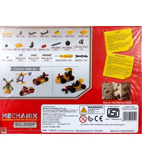 MECHANIX Beginner Bulldozer Kits,DIY Stem Metal Construction Set for 7+  year