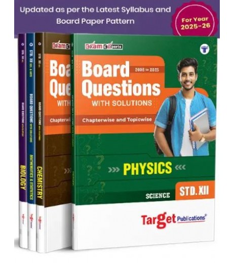 Target Publication Std.12 Board Questions With Solutions Physics, Chemistry, Mathematics & Biology