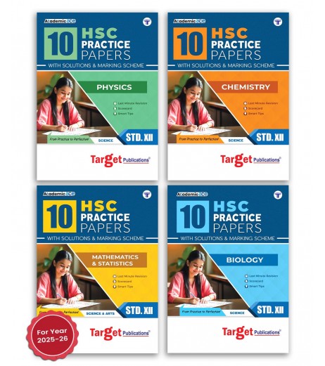 Target HSC 10 Practice Papers with Solutions Book PCMB for Class 12