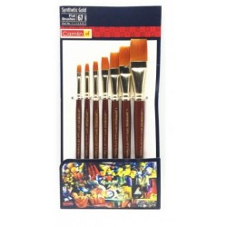 Camel Paint Brush Series 67 - Flat Synthetic Gold, Set of 7