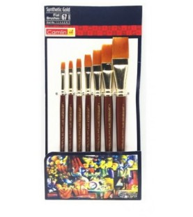 Camel Paint Brush Series 67 - Flat Synthetic Gold, Set of 7