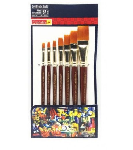 Camel Paint Brush Series 67 - Flat Synthetic Gold, Set of 7 DPS Class 7 - SchoolChamp.net