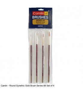 Camlin Paint Brush Series 66 Synthetic Gold Round Brushes Set of 4
