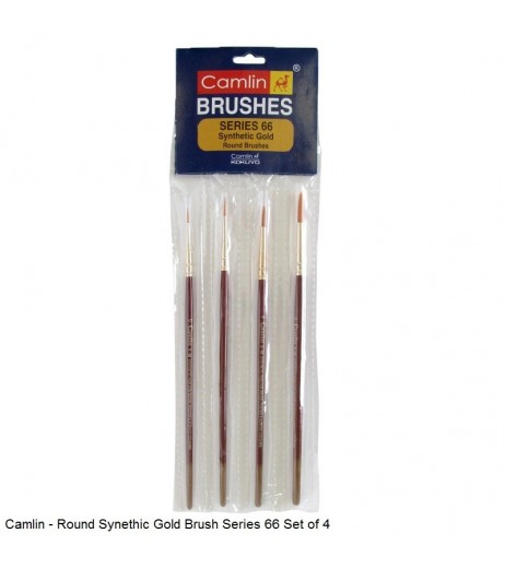 Camlin Paint Brush Series 66 Synthetic Gold Round Brushes Set of 4 DPS Class 6 - SchoolChamp.net