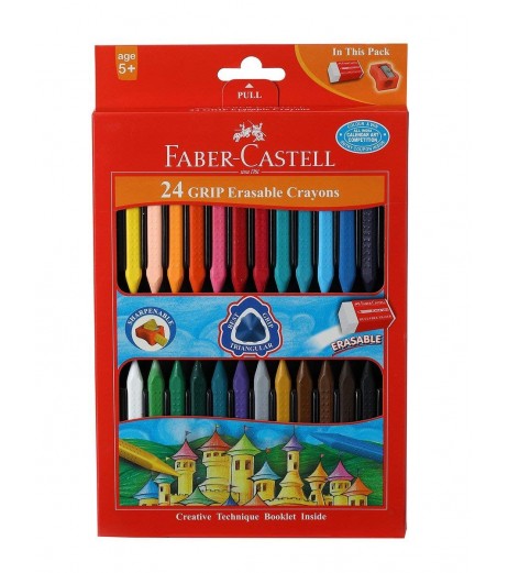 Crayons Grip Erasable 1 Pack with  24 Assorted Shades Colours and Brushes - SchoolChamp.net