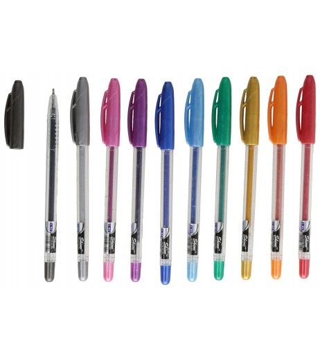 Gliter Gel Pen Shine Sparkel 1 Pack with 10 Units Colours and Brushes - SchoolChamp.net