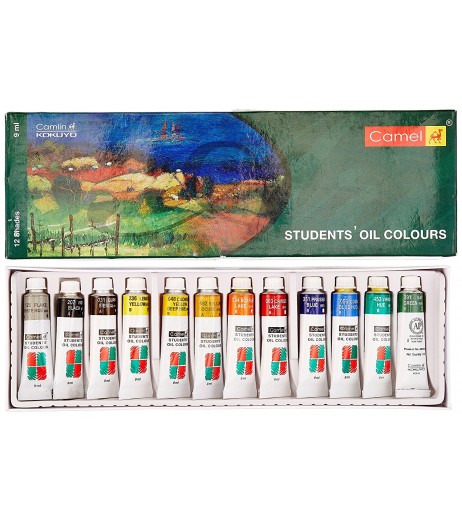 Oil Colour Box 9ml Tubes 1 Pack with 12 Shades Colours and Brushes - SchoolChamp.net