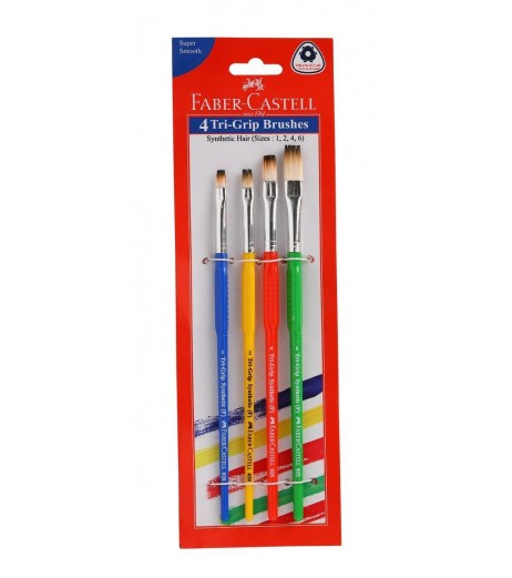 Paint Brush Tri-Grip 1 Pack with 4 Units Colours and Brushes - SchoolChamp.net