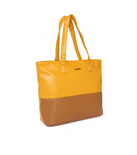 Yellow and Brown Colour Blocked Shoulder Bag  - SchoolChamp.net