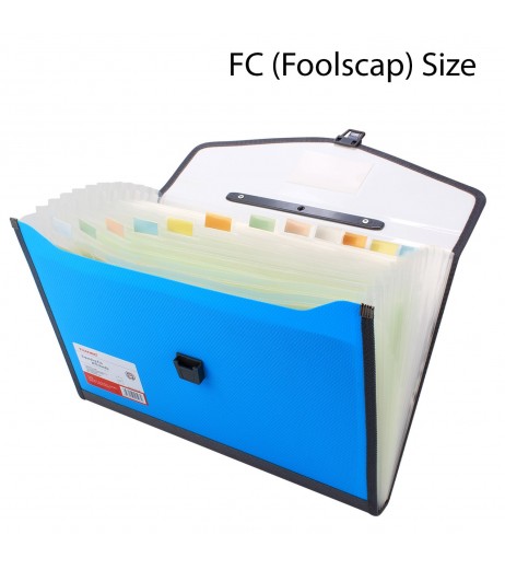 Plastic expanding folder 13 Pockets FC Size Blue Pocket Portable Files - SchoolChamp.net