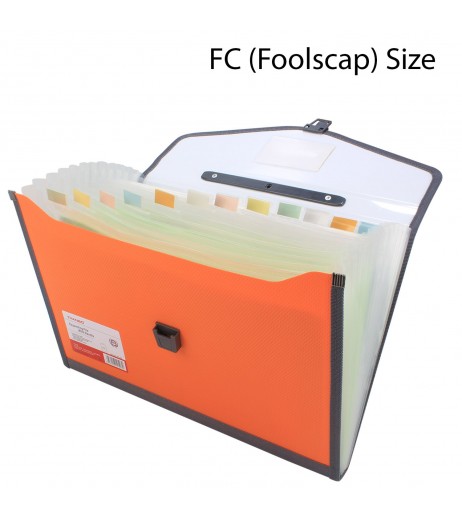 Plastic expanding folder 13 Pockets FC Size Orange Pocket Portable Files - SchoolChamp.net