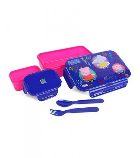 Lunchbox Plastic Clip Lock With Extra 1 small container Pink and Blue Lunch Box - SchoolChamp.net