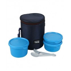 Lunchbox Plastic Multi Decker Set of 3 Blue