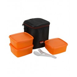 Lunchbox Plastic Wonder Bag Lunch Set of 3 Orange