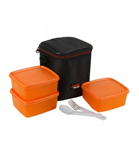 Lunchbox Plastic Wonder Bag Lunch Set of 3 Orange Lunch Box - SchoolChamp.net