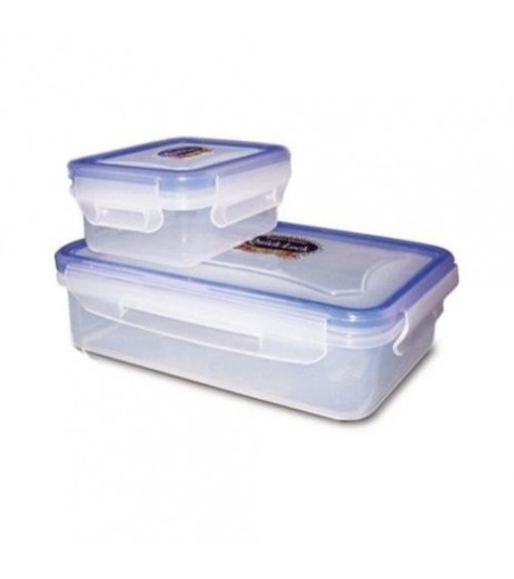 Lunchbox Quick Lock Polypropylene Rectangle Shape 650 ml Pack of 2 Lunch Box - SchoolChamp.net