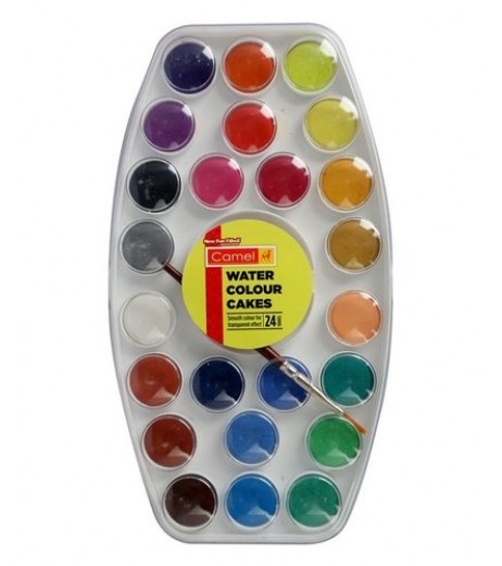Water Colour Cakes 1 Pack with 24 Shades Colours and Brushes - SchoolChamp.net