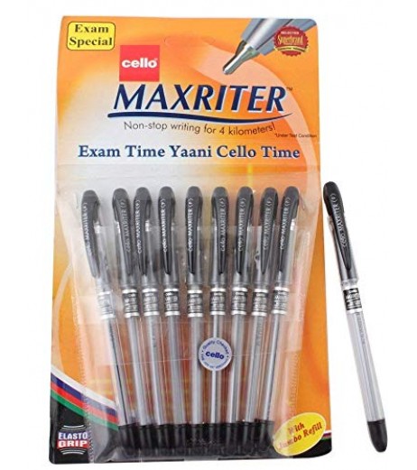 Ball pen Maxriter Black Pack of 10 Pen - SchoolChamp.net