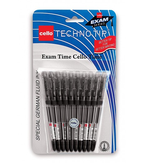 Ball pen Technotip Black Pack of 10 Pen - SchoolChamp.net