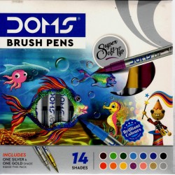 DOMS Brush Pen 14 Shades Includes 1 Silver and 1 Gold with