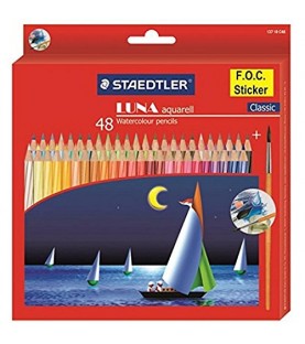 Staedtler Luna Aquarell Watercolor Pencil Pack of 48 Shades with With Free pencil Gift Material