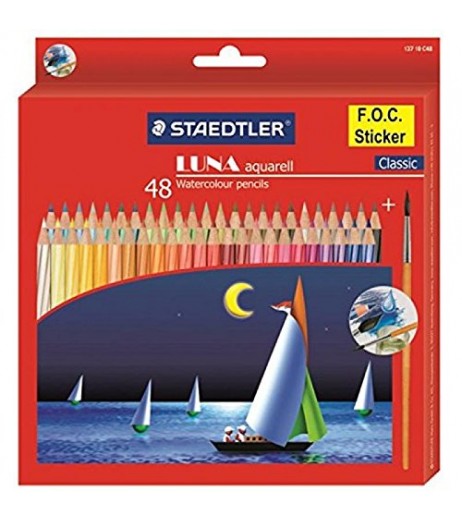 Staedtler Luna Aquarell Watercolor Pencil Pack of 48 Shades with With Free pencil Gift Material Pencil - SchoolChamp.net